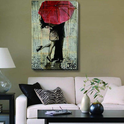 Umbrella Girl Vintage Stretched Canvas Print,hywallart
