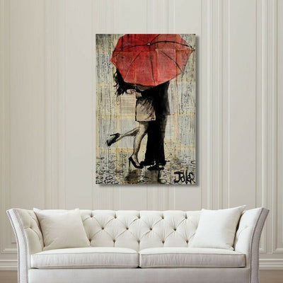 Umbrella Girl Vintage Stretched Canvas Print,hywallart