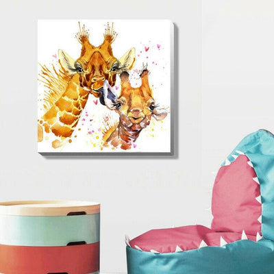 Giraffe Family Stretched Canvas Print,hywallart