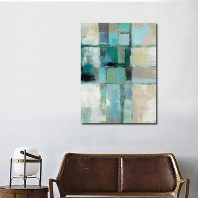 Blue Grey Vintage Abstract Stretched Canvas Print,hywallart