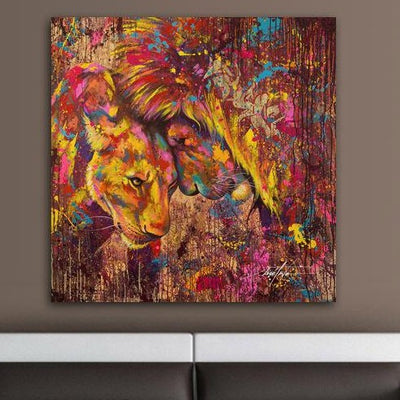 Lion Animal Stretched Canvas Print,hywallart