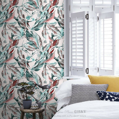 Flower Vine Leave Wall Paper Print Removable Mural Coverings Wallpaper Decor B06,hywallart