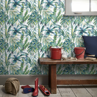 Tropical Leaves Wall Paper Print Removable Mural Coverings Wallpaper Decor B08,hywallart