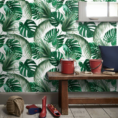 Tropical Leave Wall Paper Art Print Removable Mural Covering Wallpaper Decor B15,hywallart