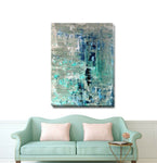 Rustic Blue Abstract Stretched Canvas Print  A327,hywallart