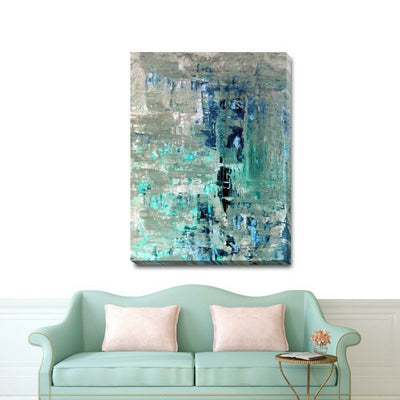 Rustic Blue Abstract Stretched Canvas Print  A327,hywallart