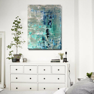 Rustic Blue Abstract Stretched Canvas Print  A327,hywallart