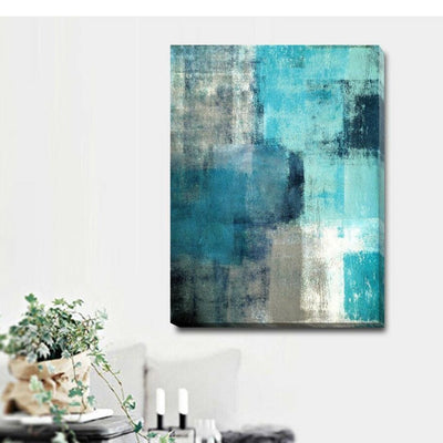 Gray Blue Abstract Stretched Canvas Print A328,hywallart