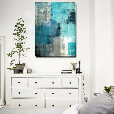 Gray Blue Abstract Stretched Canvas Print A328,hywallart