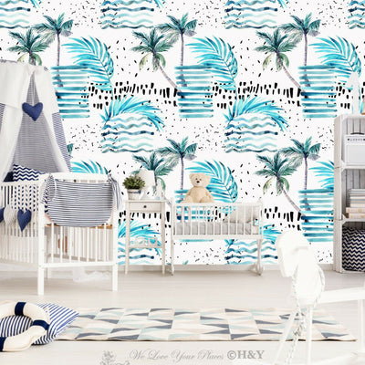 Geometric Beach Theme Wall Paper Sticker Removable Mural Kid Decor Wallpaper G16,hywallart