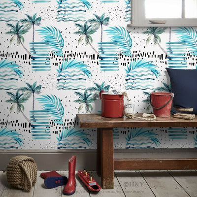 Geometric Beach Theme Wall Paper Sticker Removable Mural Kid Decor Wallpaper G16,hywallart