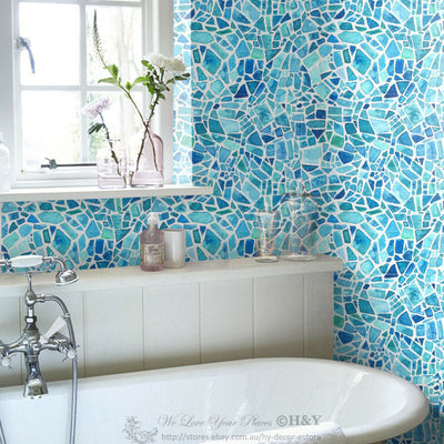 Geometric Mosaic Wall Paper Print Removable Mural Art Wallpaper Home Decor G27,hywallart