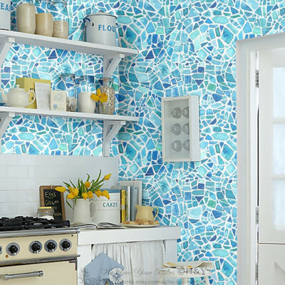 Geometric Mosaic Wall Paper Print Removable Mural Art Wallpaper Home Decor G27,hywallart