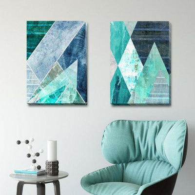 Geometric Abstract Jade Stretched Canvas Print G15,hywallart