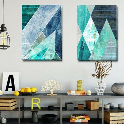 Geometric Abstract Jade Stretched Canvas Print G15,hywallart