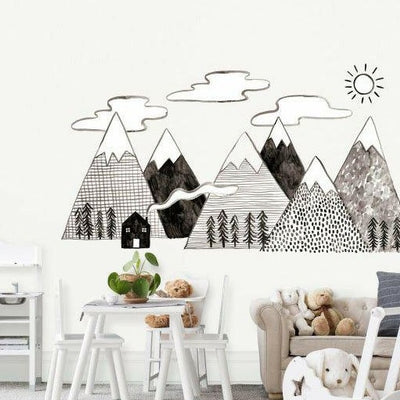 Hand Drawn Mountain Wall Sticker,hywallart