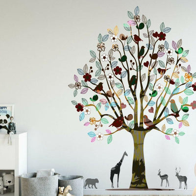 Nursery Tree Jungle Animal Wall Sticker,hywallart