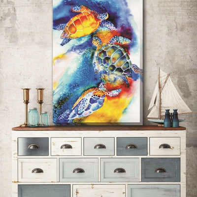 Watercolour Turtle Stretched Canvas Art F120,hywallart