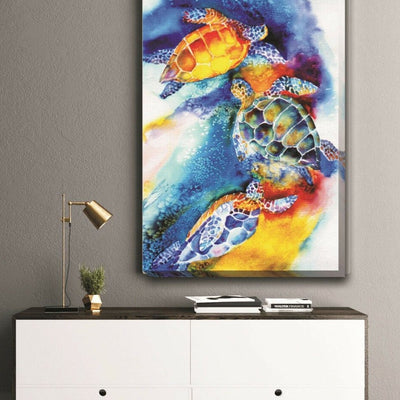Watercolour Turtle Stretched Canvas Art F120,hywallart