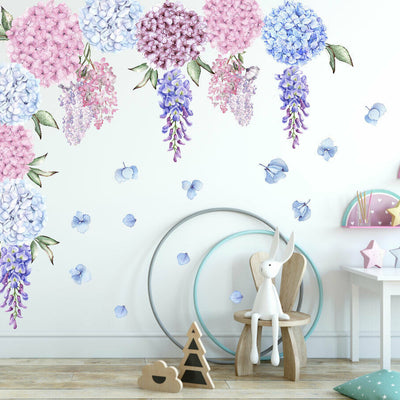 Hydrangea Wisteria Flower Decal,hywallart