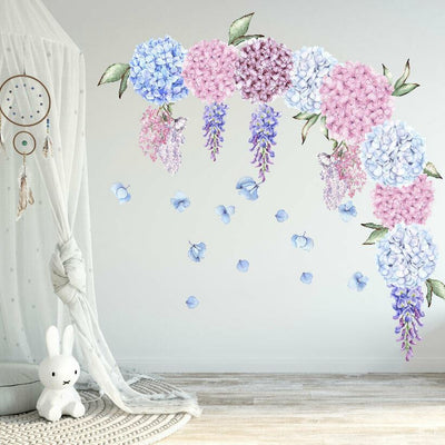Hydrangea Wisteria Flower Decal,hywallart