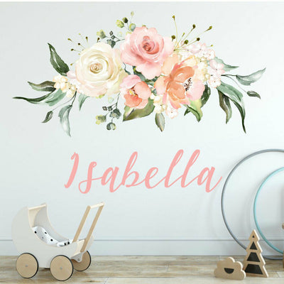 Personalised Custom Name Rose Flower Wall Sticker,hywallart