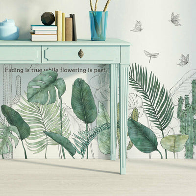 Tropical Leaves Butterflies Wall Stickers,hywallart
