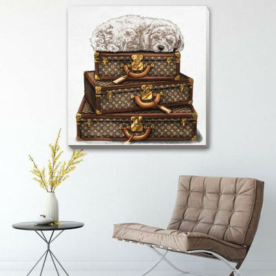 Suitcase Dog Fashion Stretched Canvas Print F135,hywallart