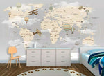 Kids Vintage World Map Wall Mural M01,hywallart