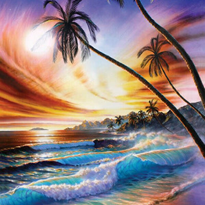 Tropical Beach Under Sunset Removable Wall Mural,hywallart