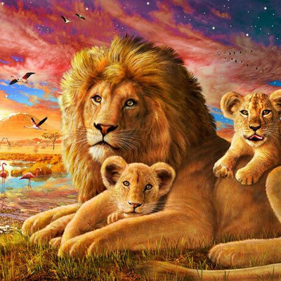 Lion Sunrise Wall Mural AM13,hywallart