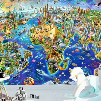 Crazy World Map Wall Mural M03,hywallart