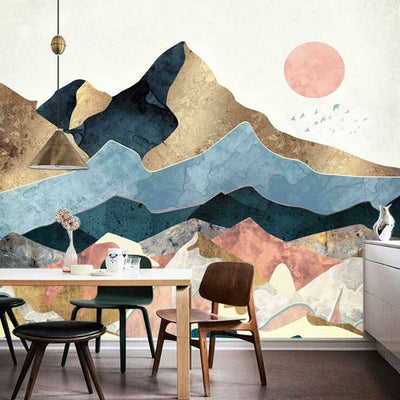 Golden Peaks Wall Mural L28,hywallart