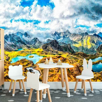 Mountain Lake Wall Mural L31,hywallart