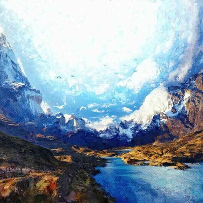 Vally Lake Blue Wall Muralr L34,hywallart