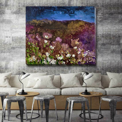 Flower Purple At Night Fine Art Stretched Canvas Print F97,hywallart