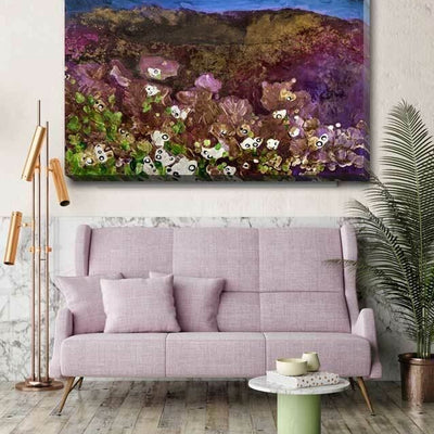 Flower Purple At Night Fine Art Stretched Canvas Print F97,hywallart