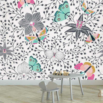 Butterfly Orchid White Wall Mural B68,hywallart