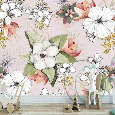 Floral Burst Bouquet Pink Wall Mural B72,hywallart