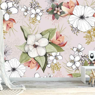 Floral Burst Bouquet Pink Wall Mural B72,hywallart