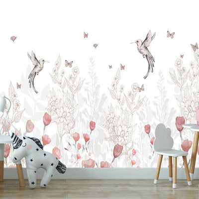 Sweet Blooms Birds Flower Wall Mural B73,hywallart
