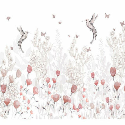 Sweet Blooms Birds Flower Wall Mural B73,hywallart