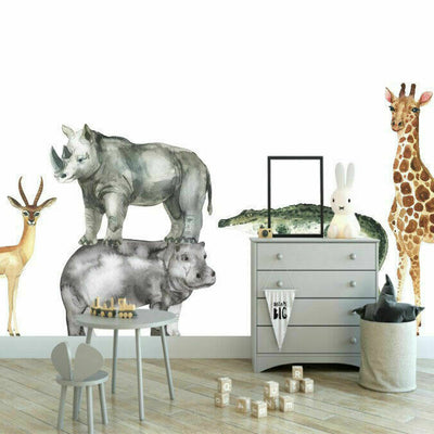 Set of 8 Pcs Safari Animals Wall Sticker - hywallart