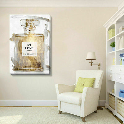 Golden Perfume Stretched Canvas Print - hywallart
