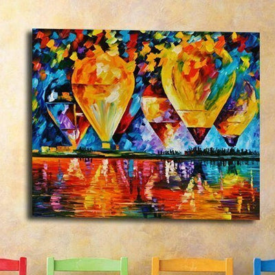 Beachside Hotair Balloon Stretched Canvas Prints - hywallart