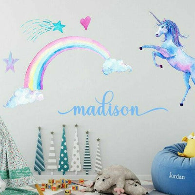 Unicorn Personalized Name Wall Stickers,hywallart