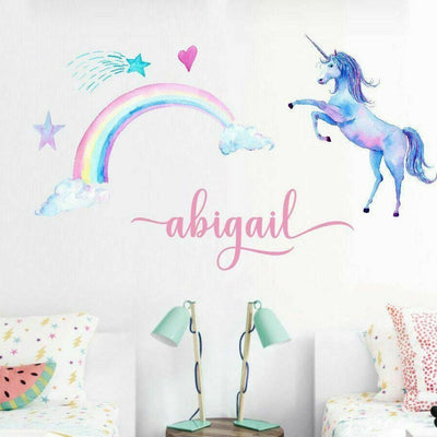 Unicorn Personalized Name Wall Stickers,hywallart