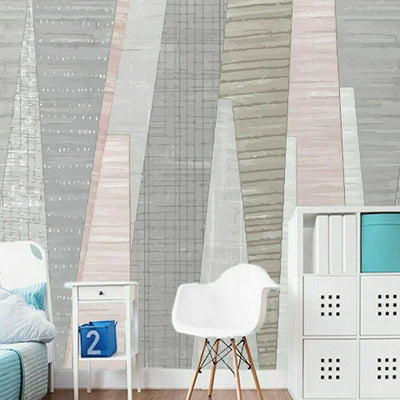 Pink Gray Stripe Removable Wall Mural G06 - hywallart