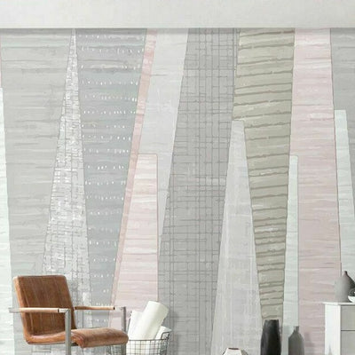 Pink Gray Stripe Removable Wall Mural G06 - hywallart