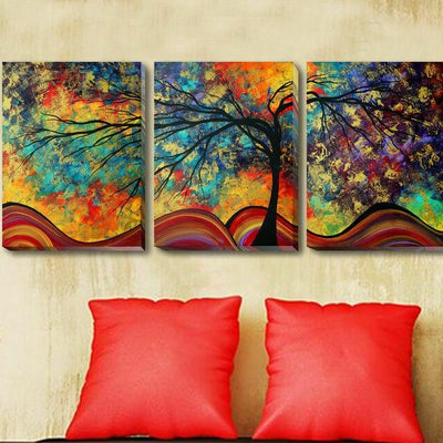 Set Of 3 Abstract Tree Stretched Canvas Prints - hywallart